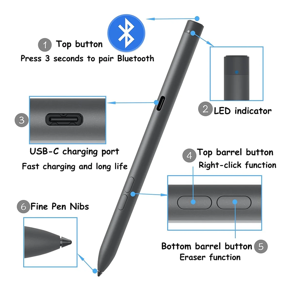 Dell Active Pen for Inspiron Latitude Precision Tilt Support