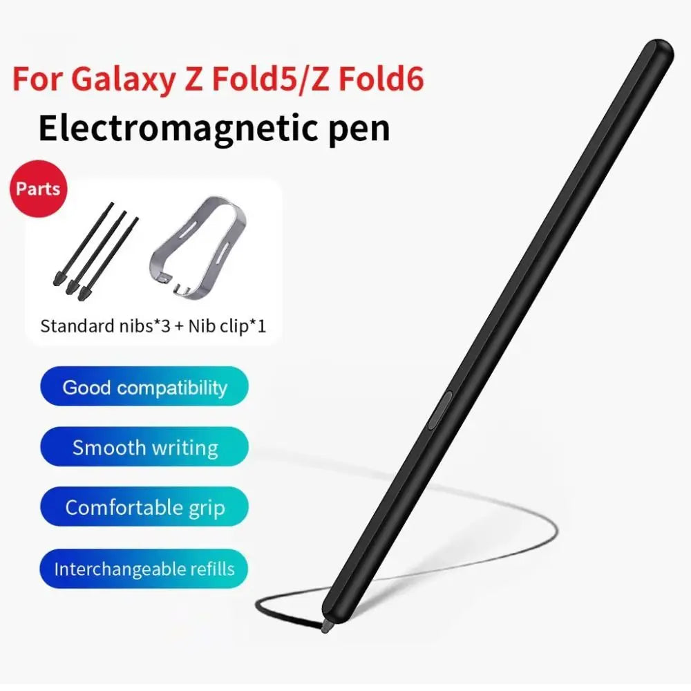 Stylusshop black electromagnetic stylus pen with extra nibs for Galaxy Z Fold devices best stylus for Samsung Z Fold3