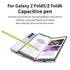 Green capacitive pen for Galaxy Z Fold5 and Z Fold6 on unfolded Samsung phone drawing and writing