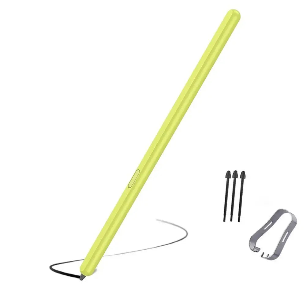 Lime green stylus pen with three replacement nibs and remover tool for touchscreen devices