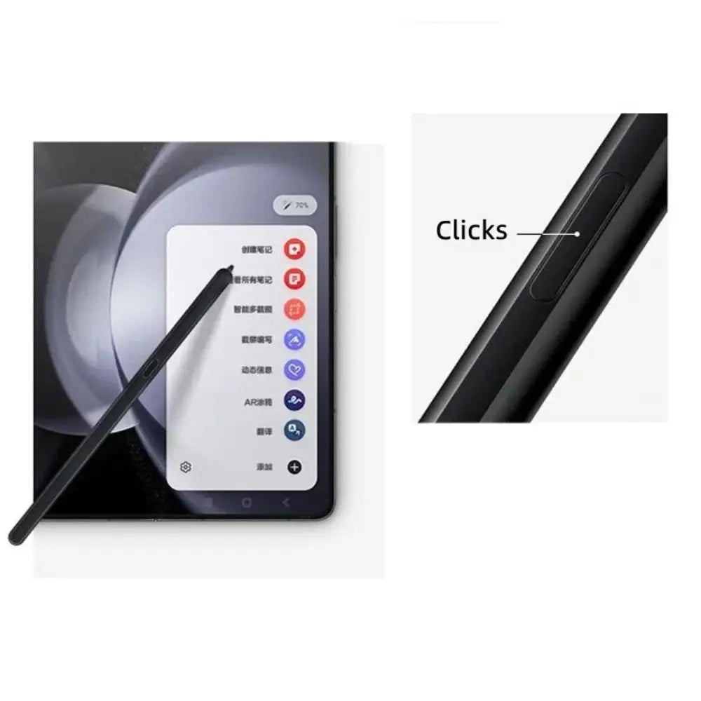 Stylusshop black active stylus for tablet with side click button shown on tablet screen