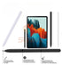 Galaxy Tab S10 Bluetooth stylus pen shown in black and white with tablet and features for marking, remote control, and magnetic charging