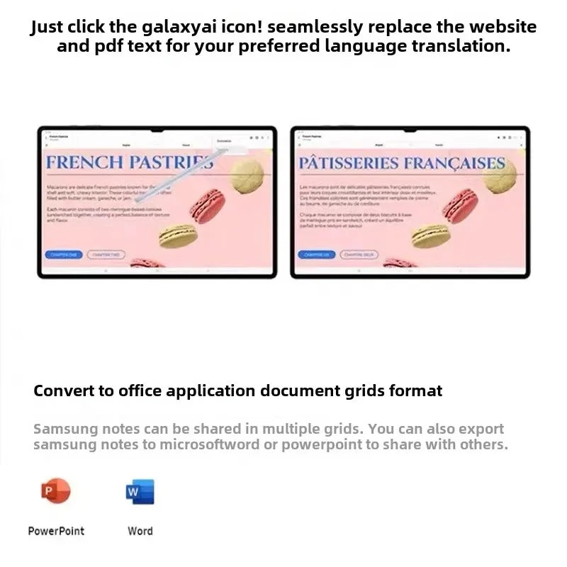 Galaxy Tab S10 Bluetooth stylus pen can translate text and convert Samsung notes to Word or PowerPoint formats